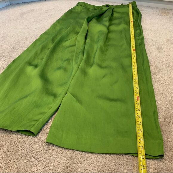 Zara green high waisted saint effect front cross over wrap pleated wide leg pant - Picture 10 of 13